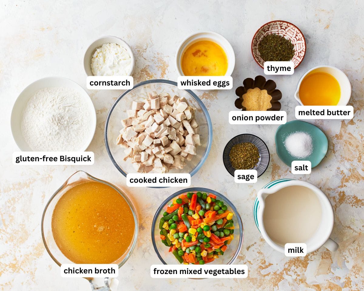 Ingredients for gluten-free chicken and dumplings