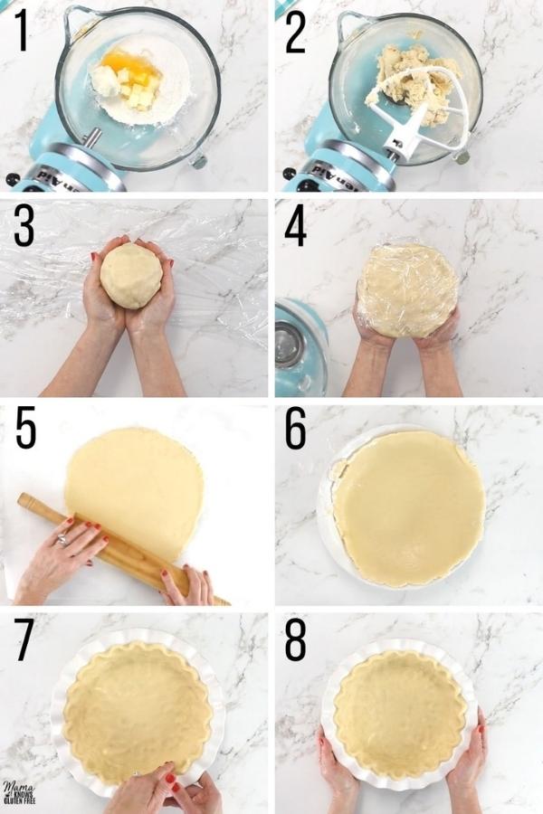gluten-free pie crust recipe steps photo collage