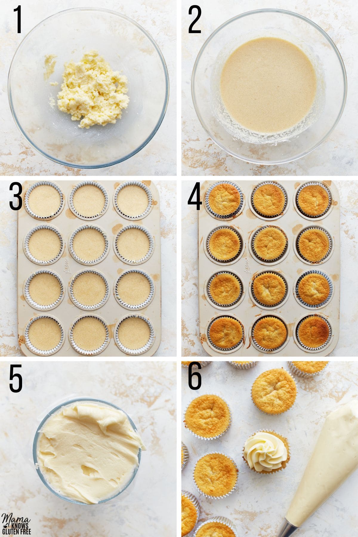 step by step photos for how to make gluten free vanilla cupcakes