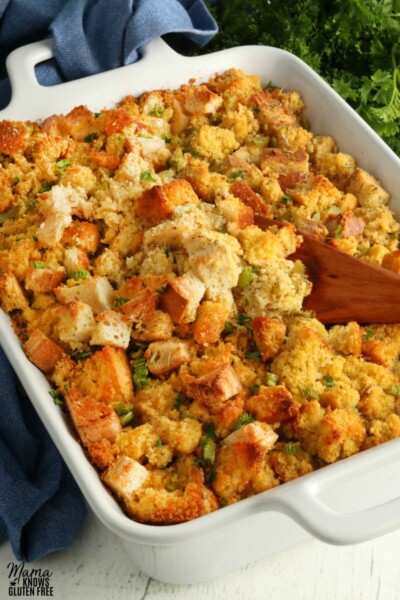 Gluten-Free Cornbread Stuffing {Dairy-Free Option} - Mama Knows Gluten Free