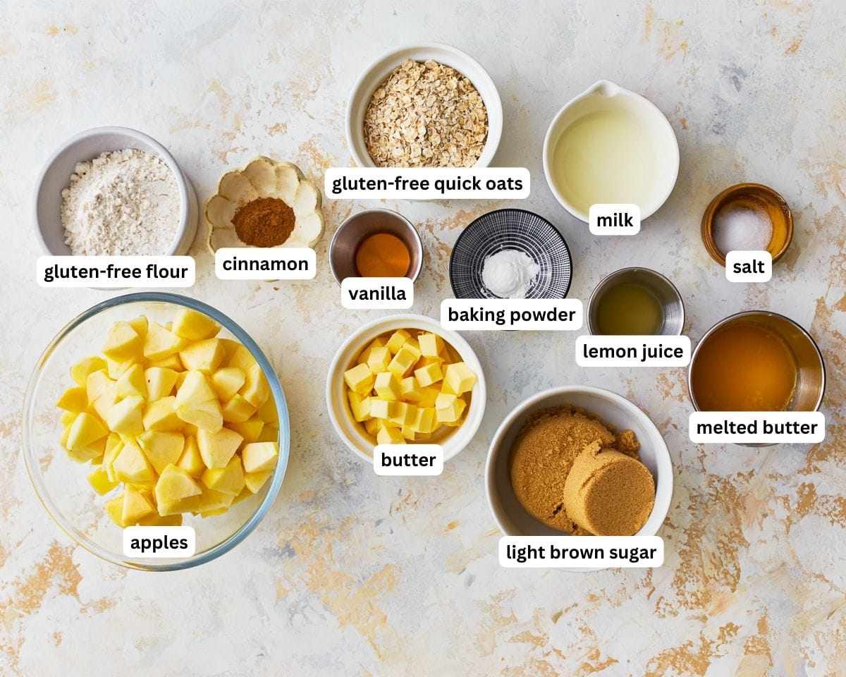 Ingredients for gluten-free apple crisp