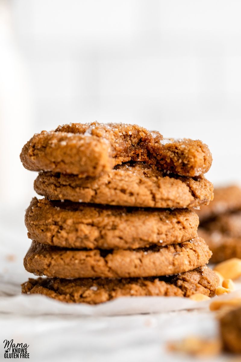 A pile of Flourless Peanut Butter Cookies.