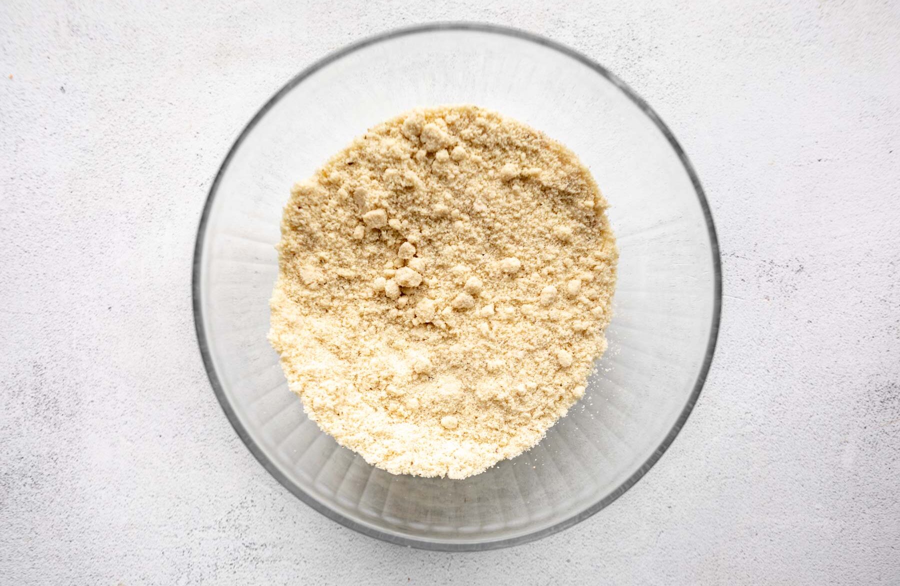 almond flour in a glass bowl.