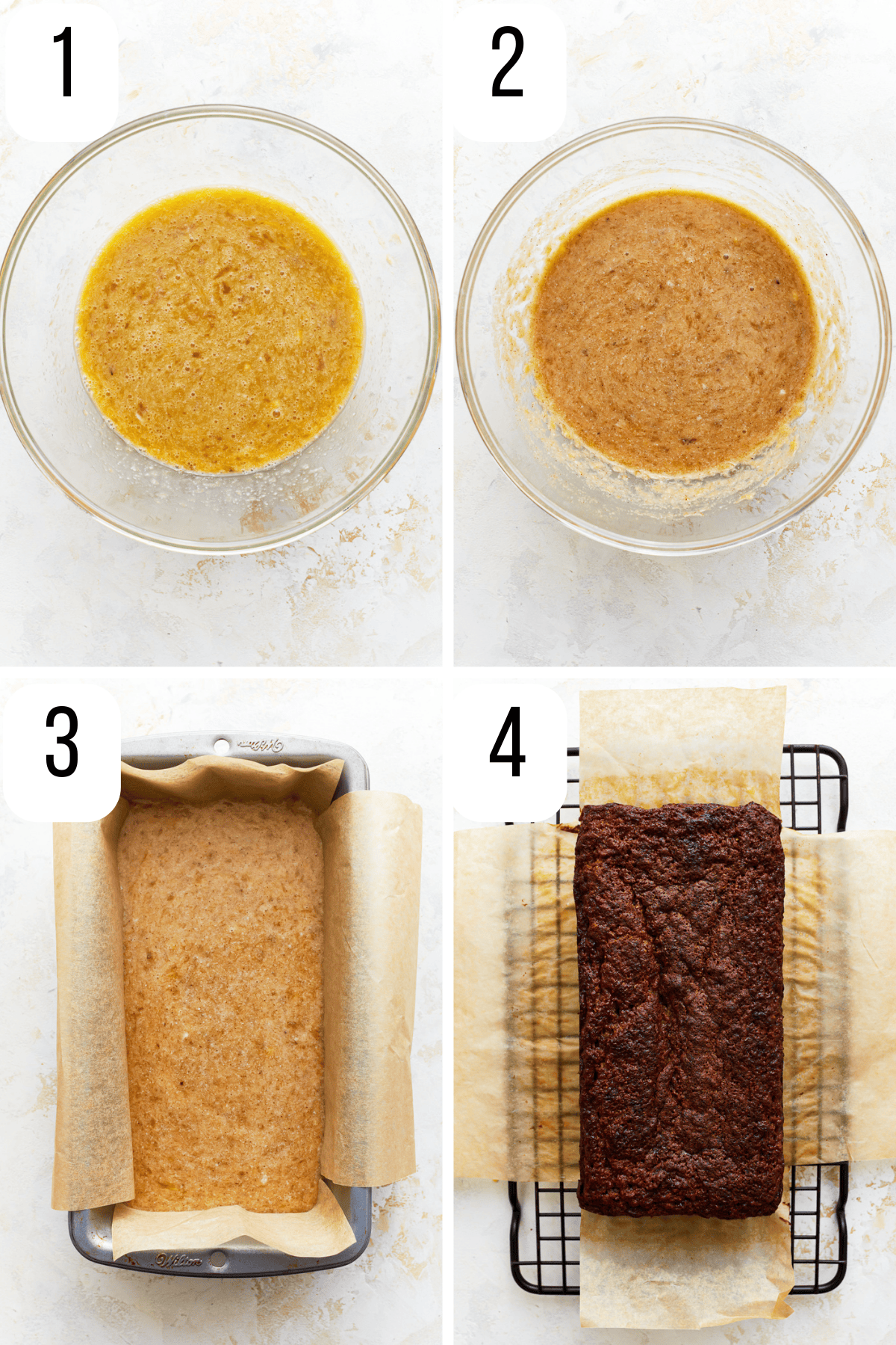 step by step photo for how to make coconut flour banana bread