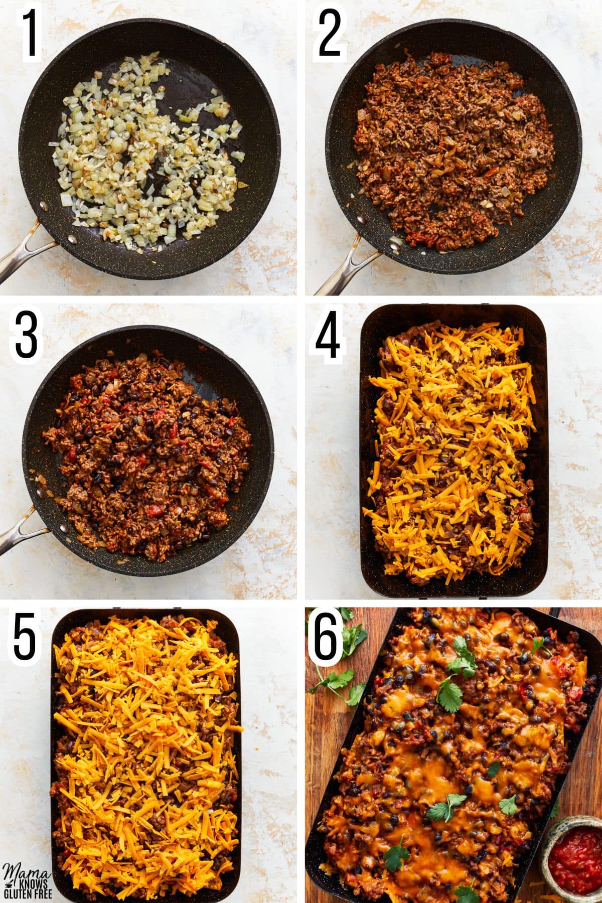 step by step photos for how to make walking taco casserole