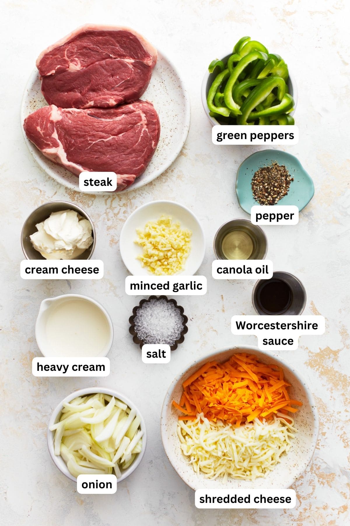 ingredients for philly cheesesteak casserole