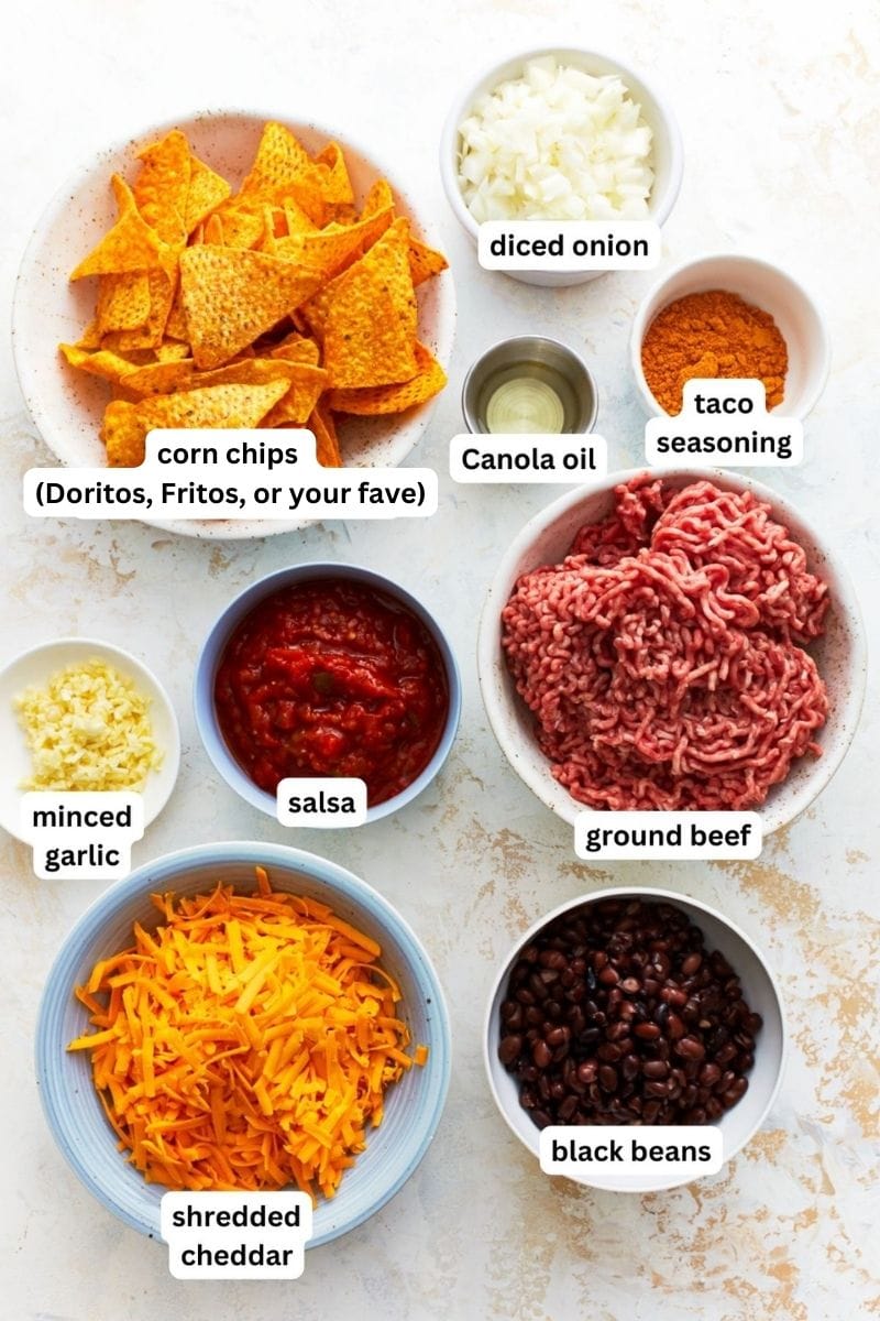 ingredients for walking taco casserole 