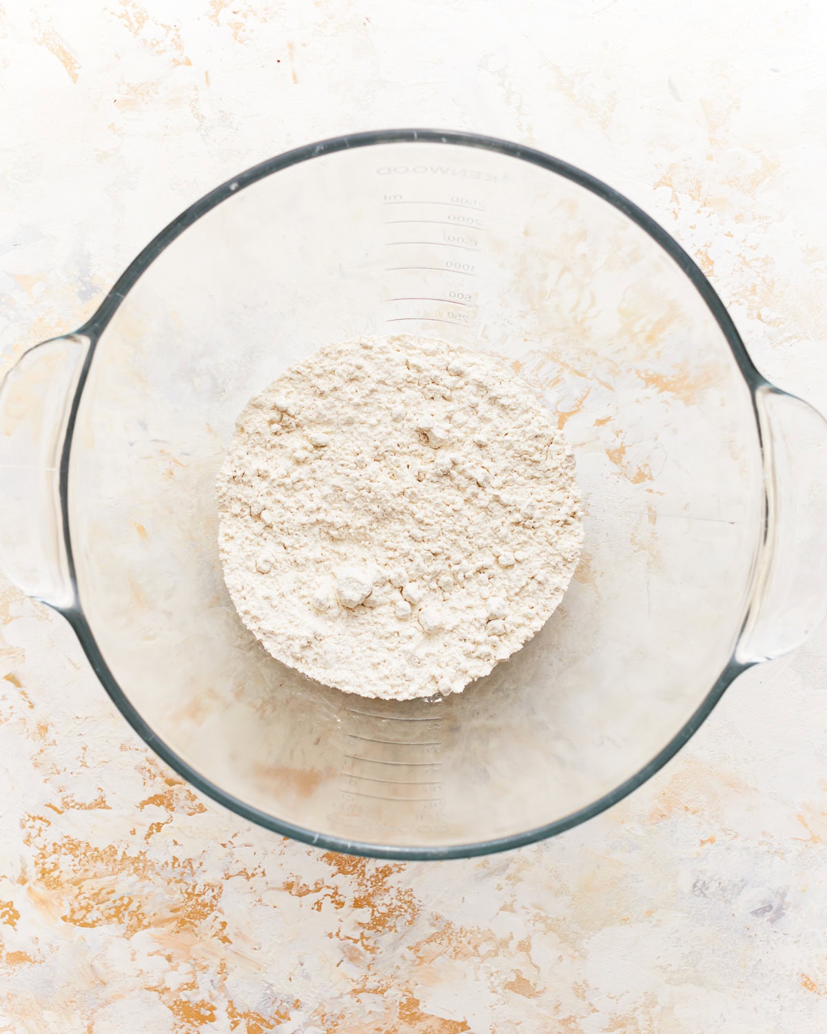 gluten-free flour in a glass bowl.