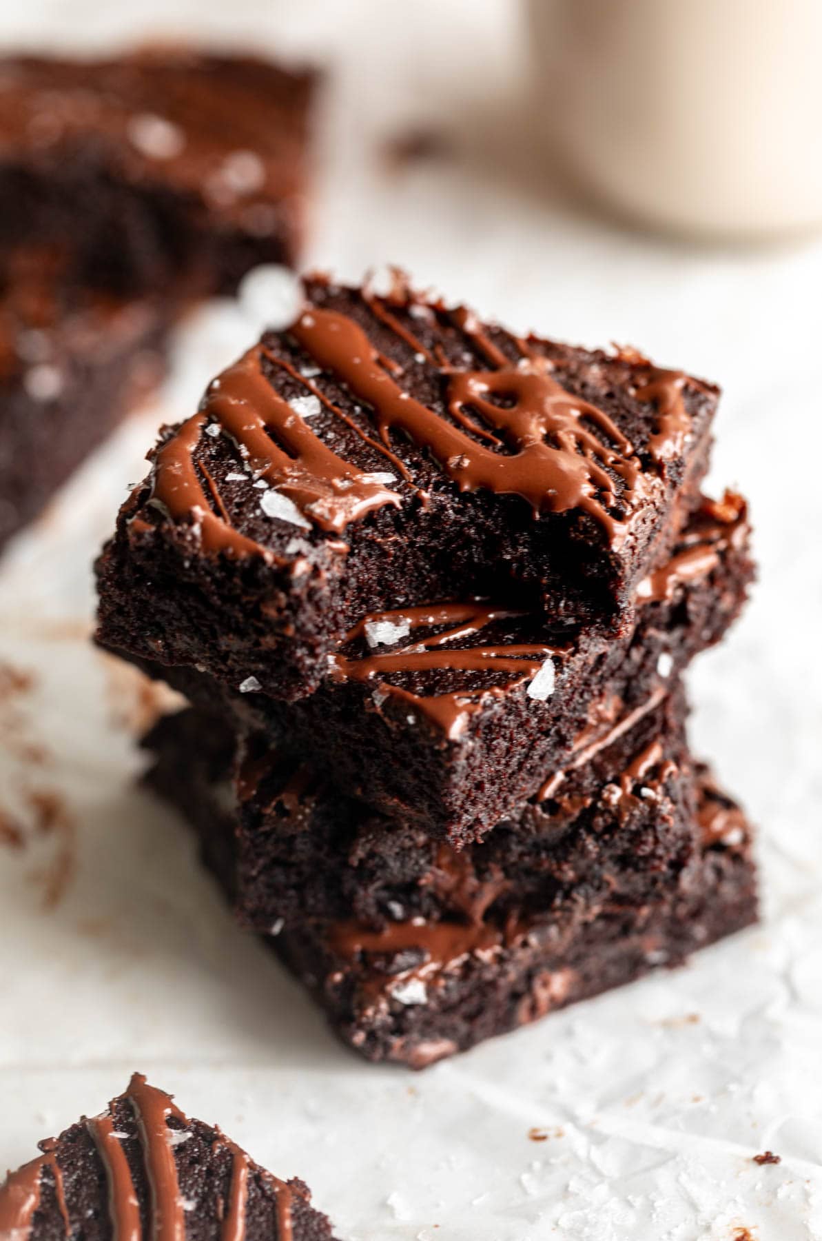 A stack of coconut flour brownies,