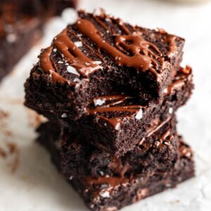 A stack of coconut flour brownies.