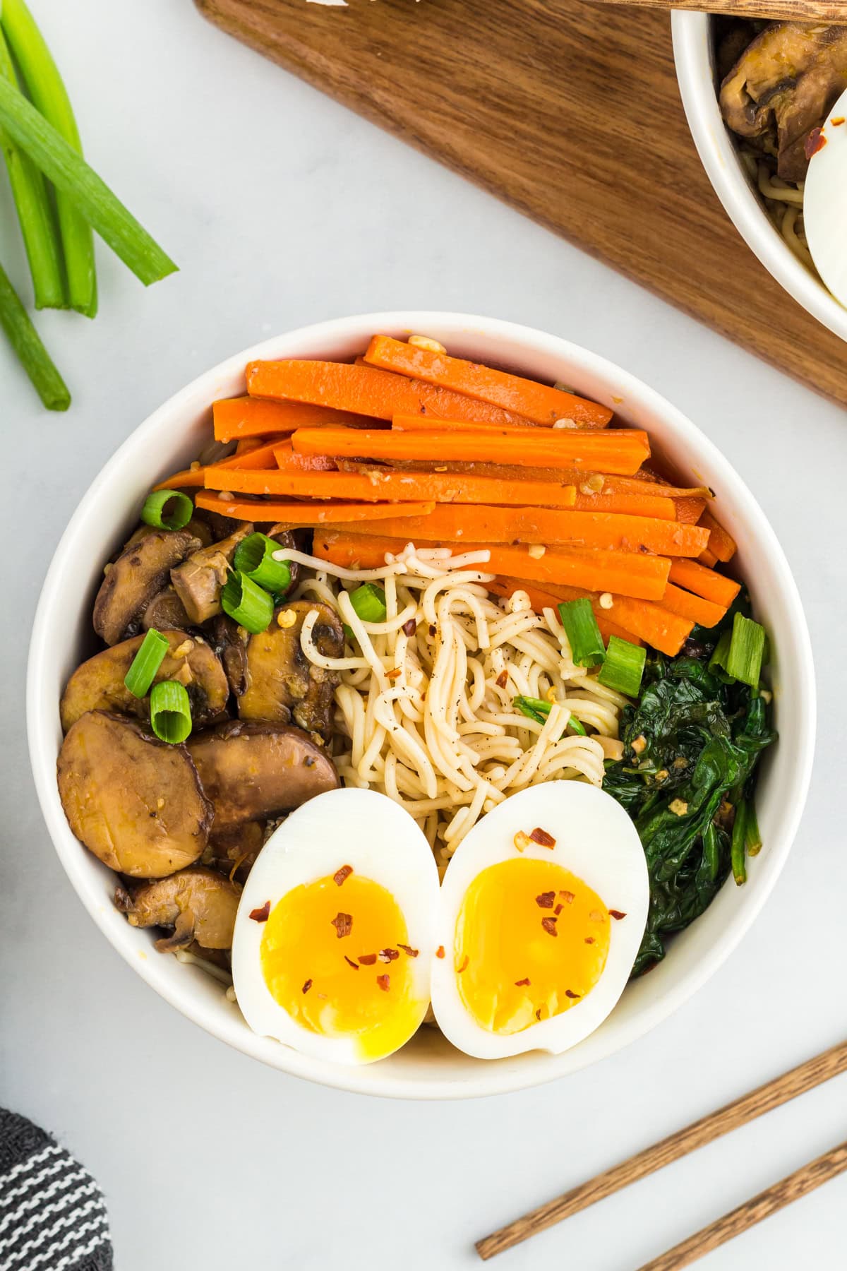 Top view of a bowl of gluten-free ramen