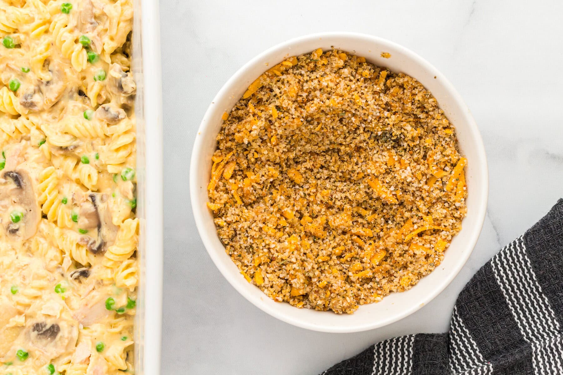 Topping for gluten-free casserole in a bowl