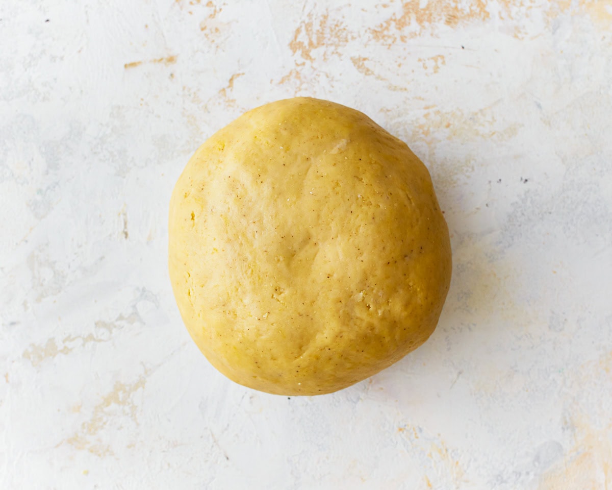 A ball of gluten-free egg noodle dough