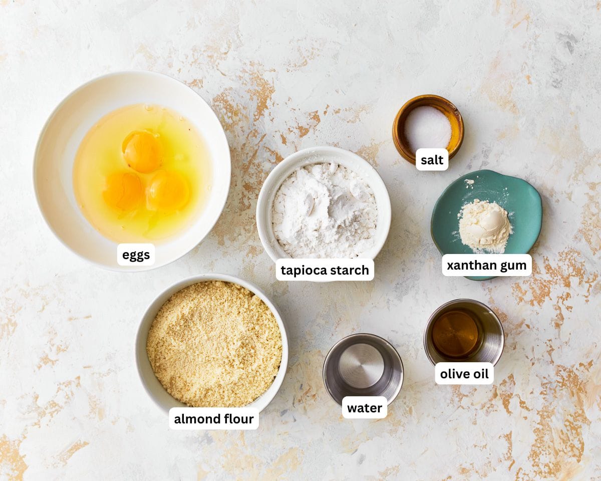 Ingredients for almond flour pasta