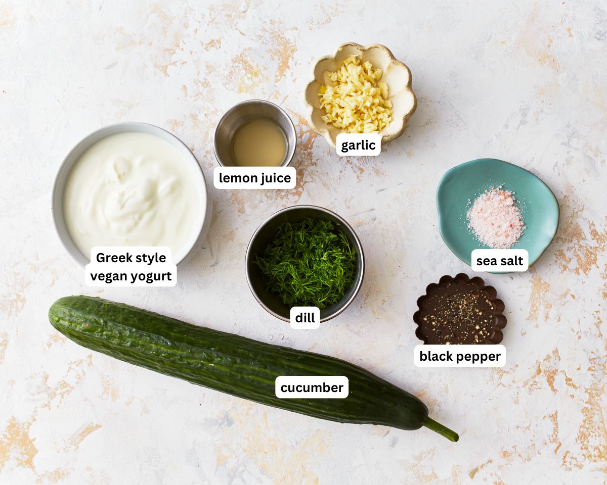 Ingredients for dairy-free tzatziki