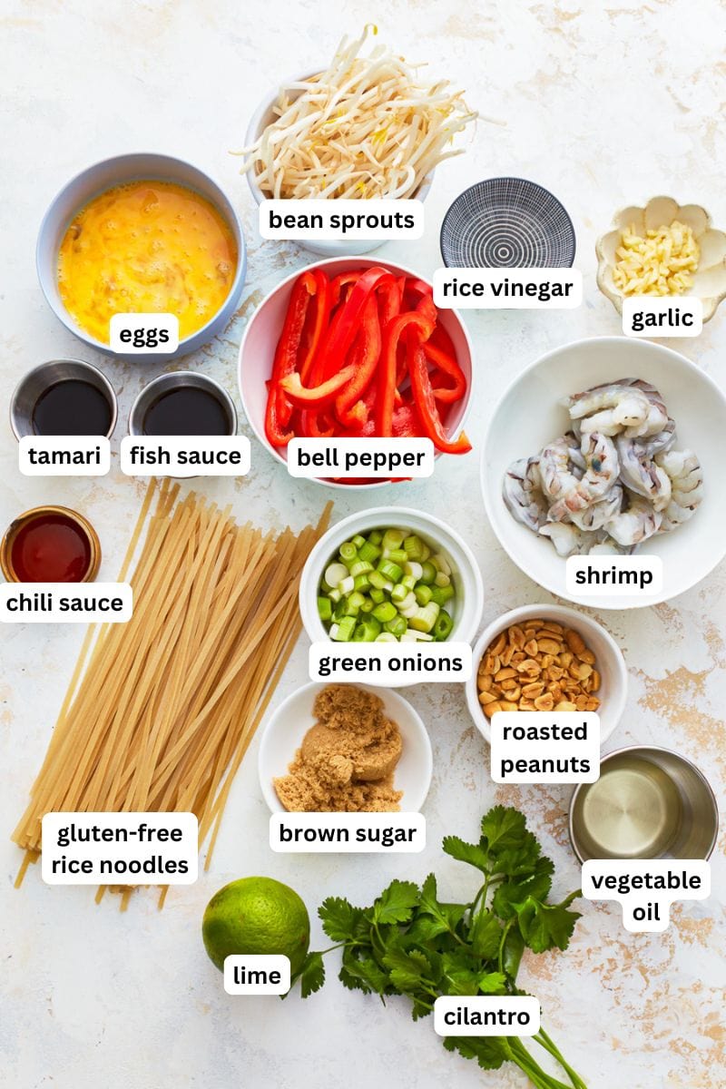 Ingredients for gluten-free pad thai