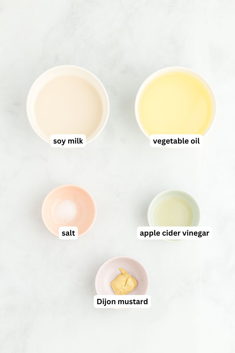 Ingredients for homemade vegan mayonnaise