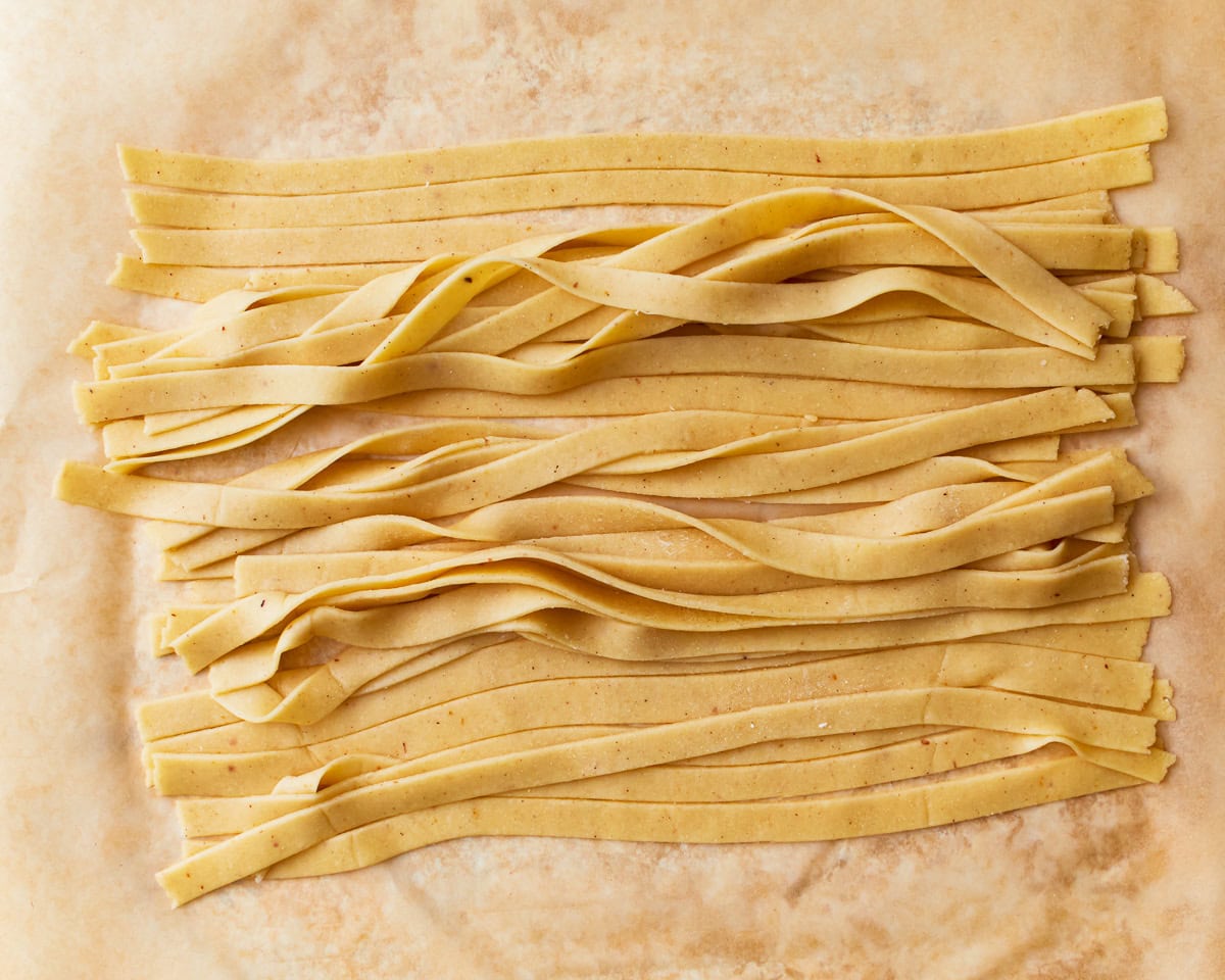 Cut pieces of almond flour pasta