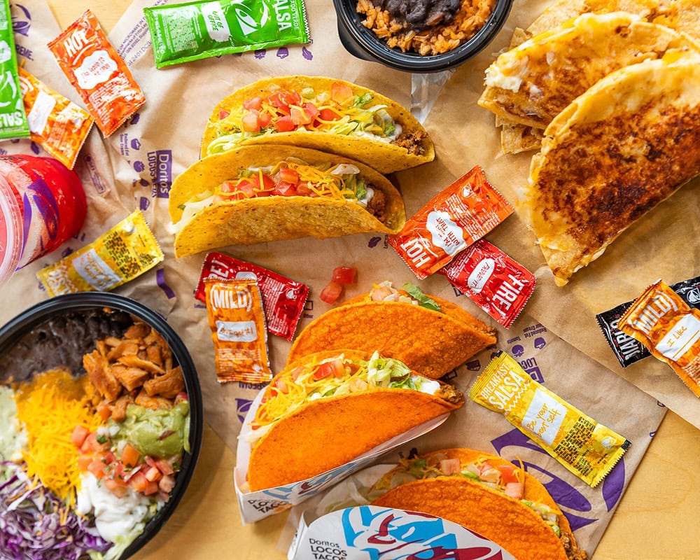 a variety of gluten free items available at taco bell