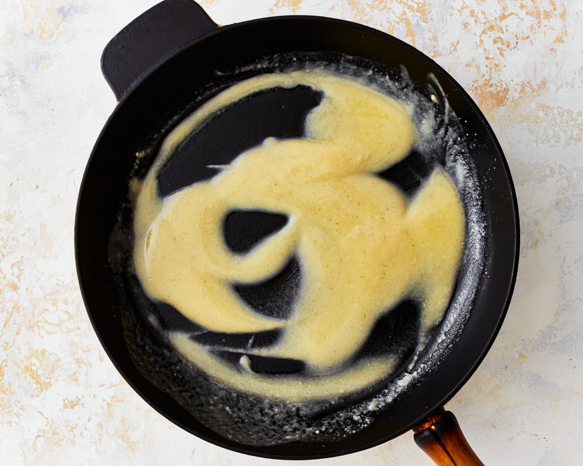 Gluten-free roux in a skillet.