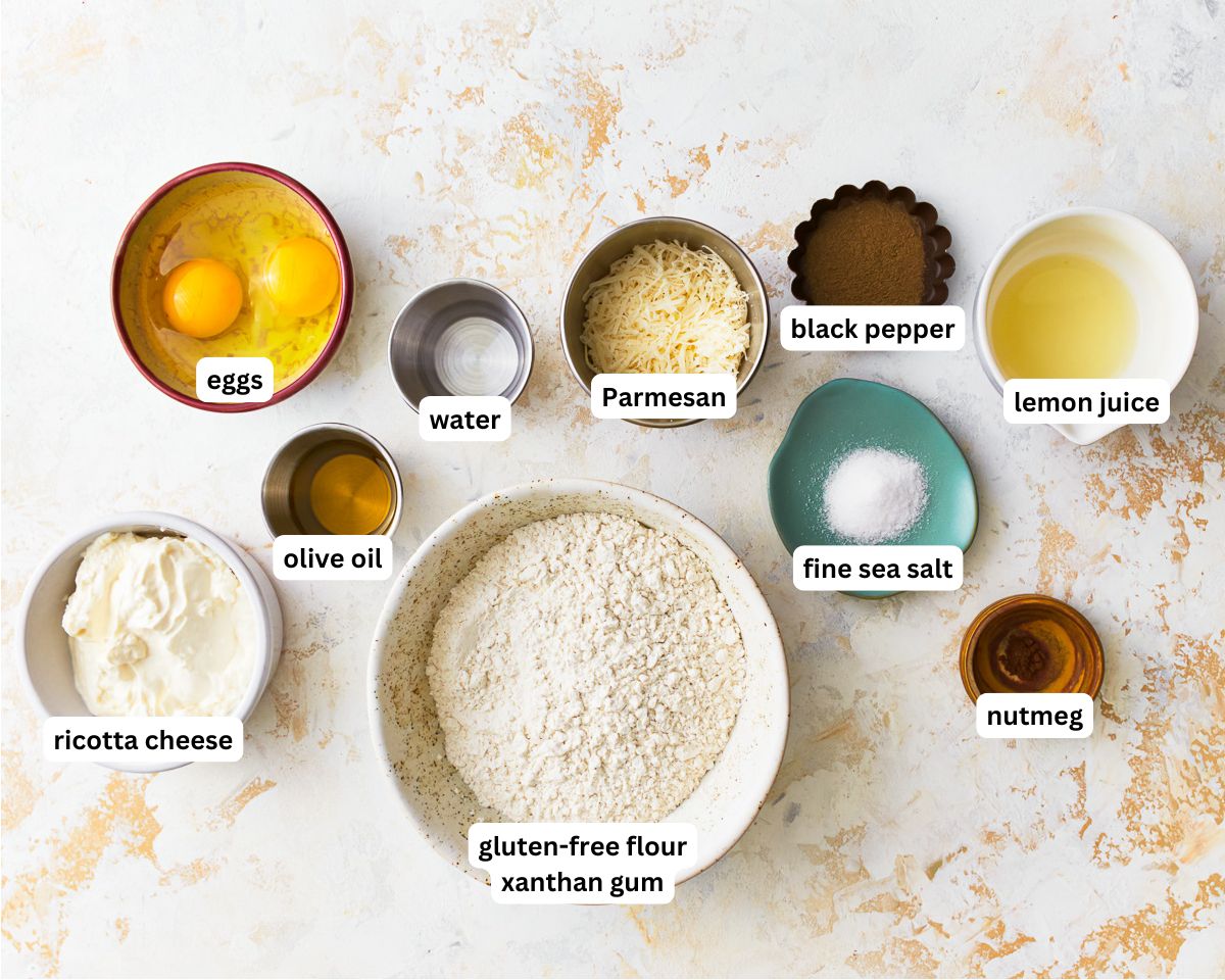 Ingredients for gluten-free ravioli