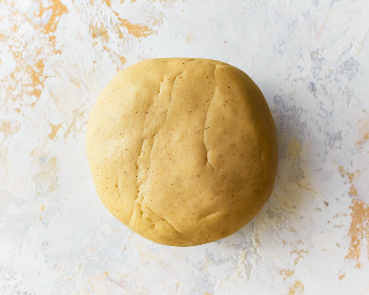 A ball of gluten-free ravioli dough.