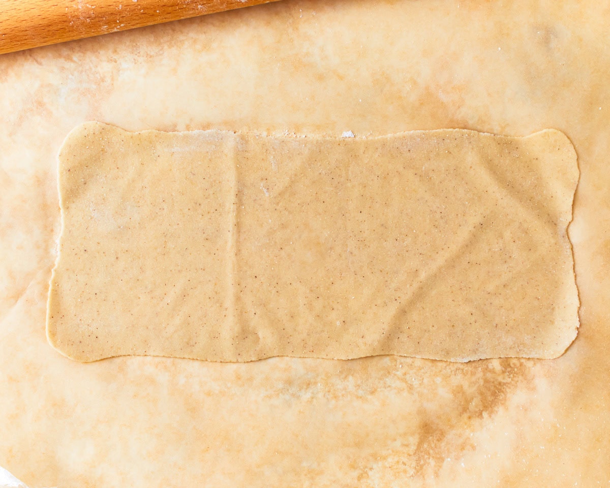 Rolled out gluten-free ravioli dough.