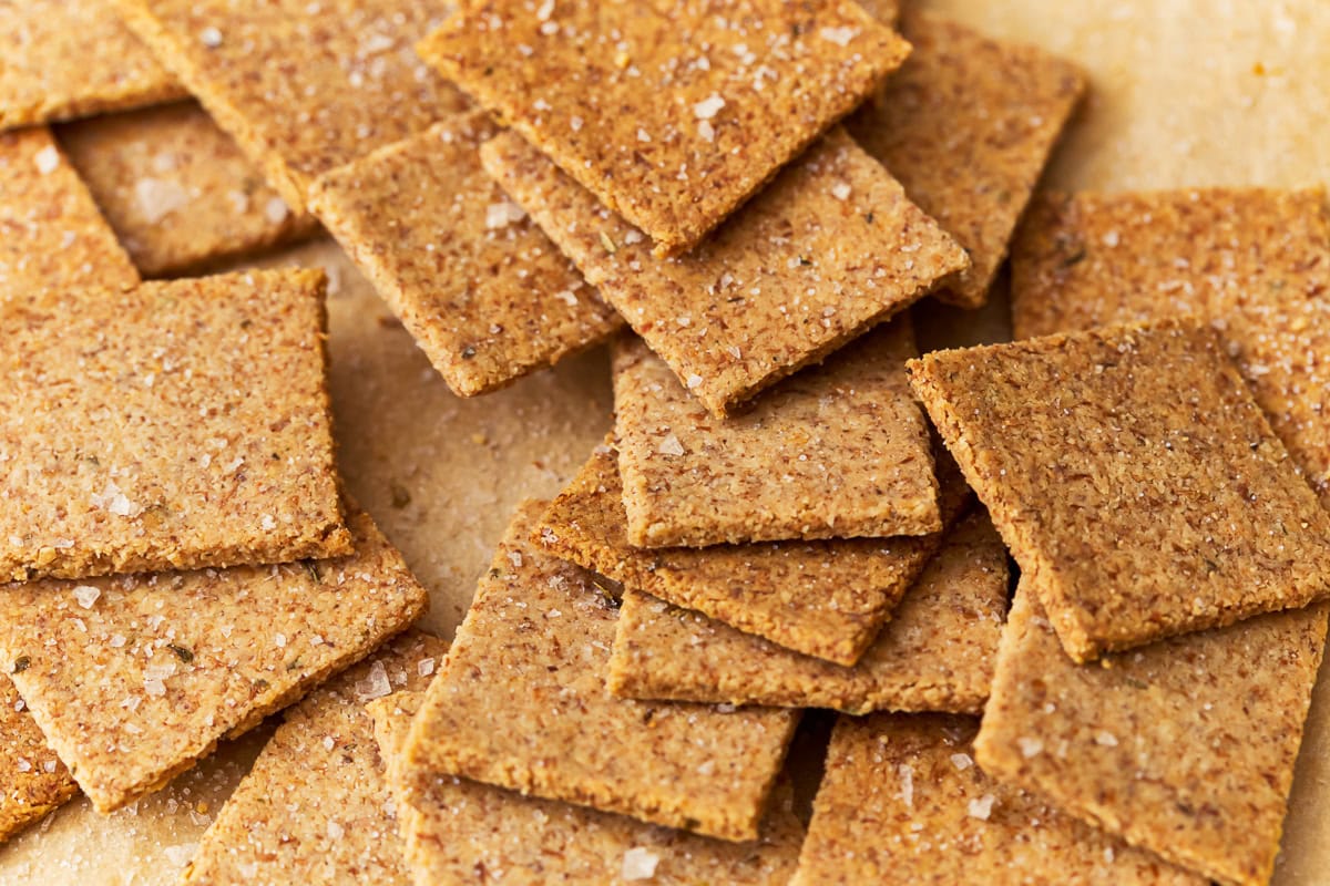 A pile of almond flour crackers.